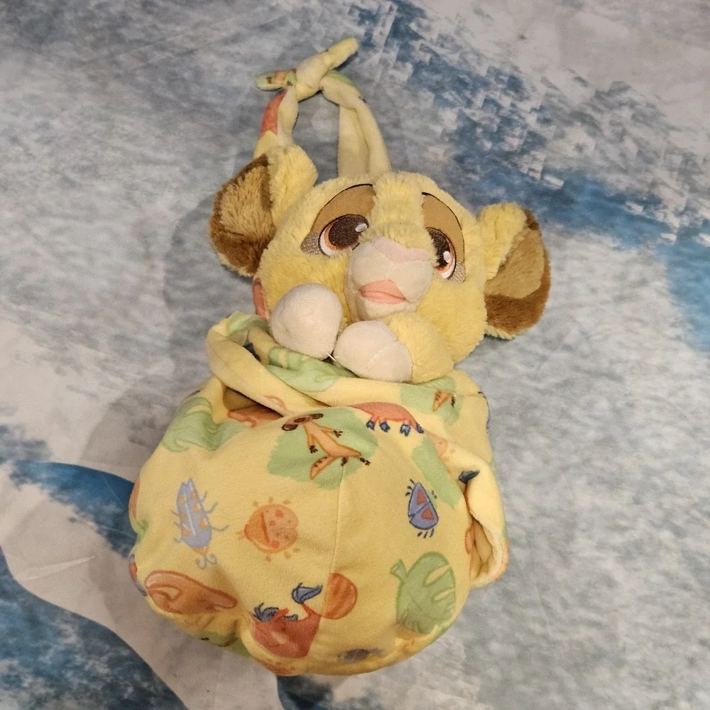 Disney Baby Lion King Simba Swaddle Plush + Baby Nala Crinkle Toy Bundle